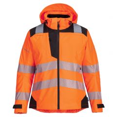 PW3 Workwear PW389 Orange Waterproof High Vis Womens Rain Jacket