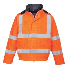 Portwest Bizflame Rain S773 Orange High Vis Anti Static FR Bomber Jacket