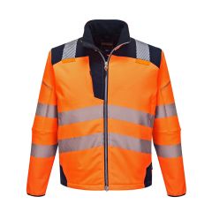 PW3 Workwear High Vis T402 Orange Navy Water Repellent Softshell Jacket