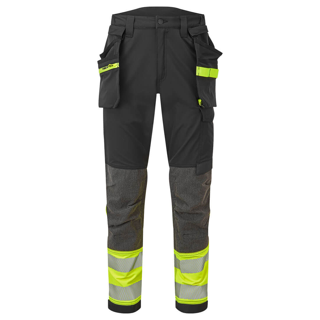 EV4 Workwear EV442 Yellow Hi Vis Stretch Detachable Holster Work Trousers 32 Waist