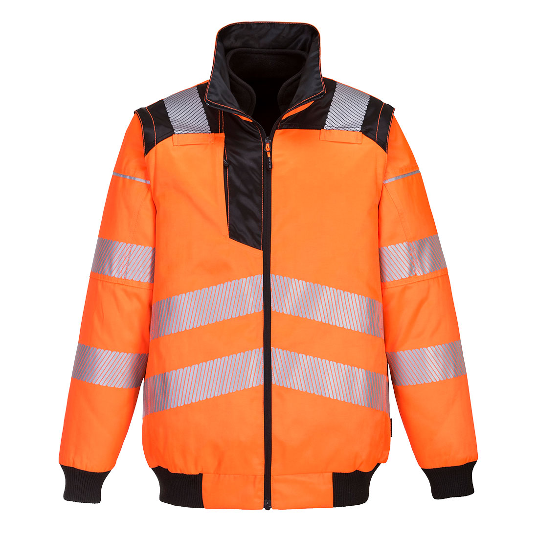 PW3 Workwear High Vis PW302 Orange and Black 3 in 1 Pilot Work Jacket Large