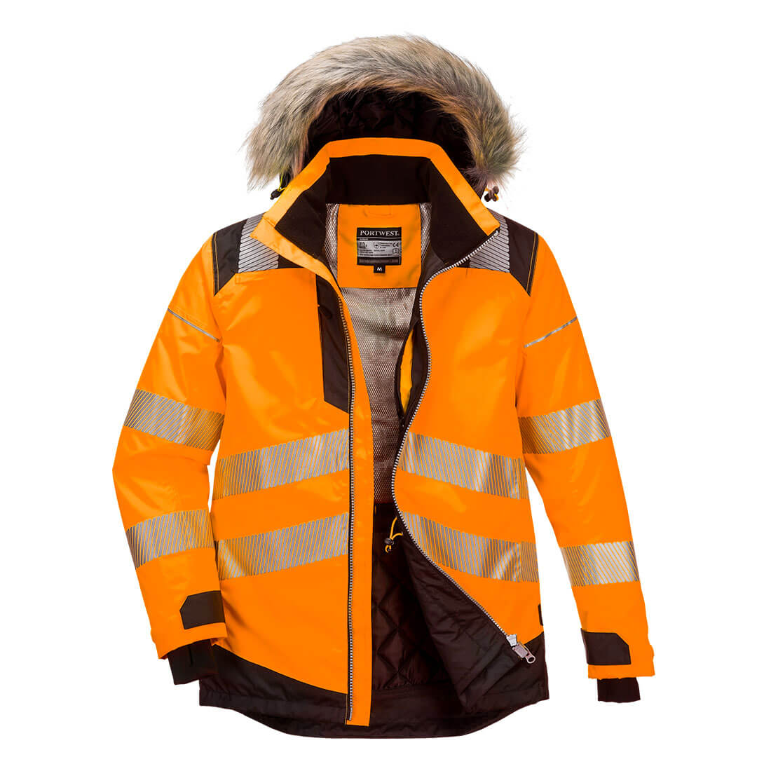 PW3 Workwear PW369 Orange Waterproof High Vis Winter Parka Jacket 2X Large