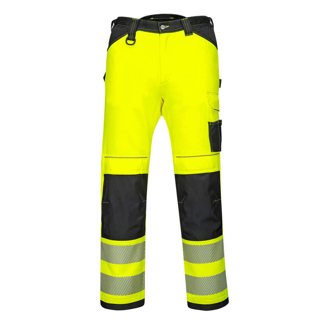 PW3 Workwear High Vis PW385 Yellow Black Multipocket Ladies Work Trousers 28 Waist