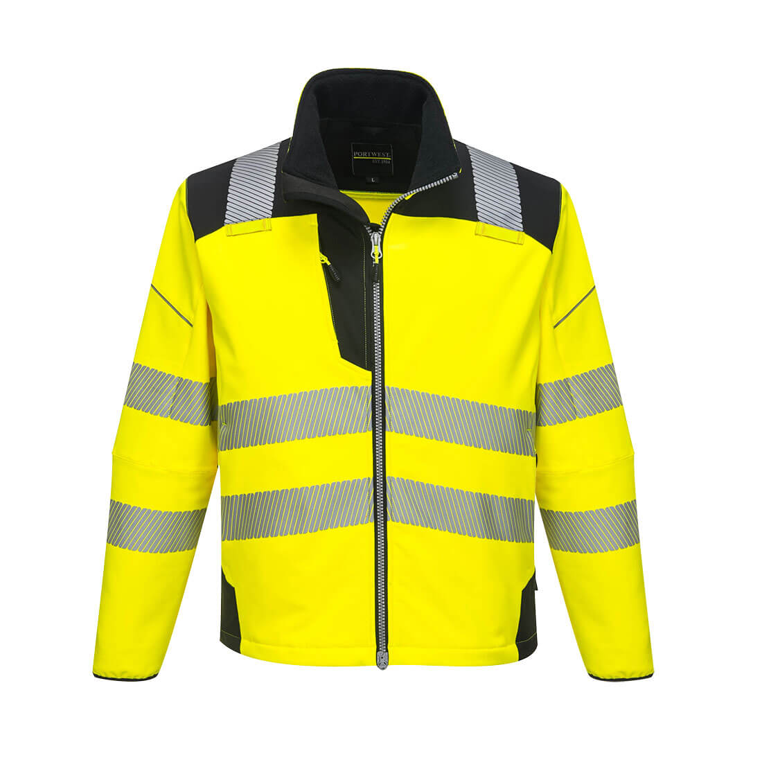 PW3 Workwear High Vis T402 Yellow Black Water Repellent Softshell Jacket 3X Large